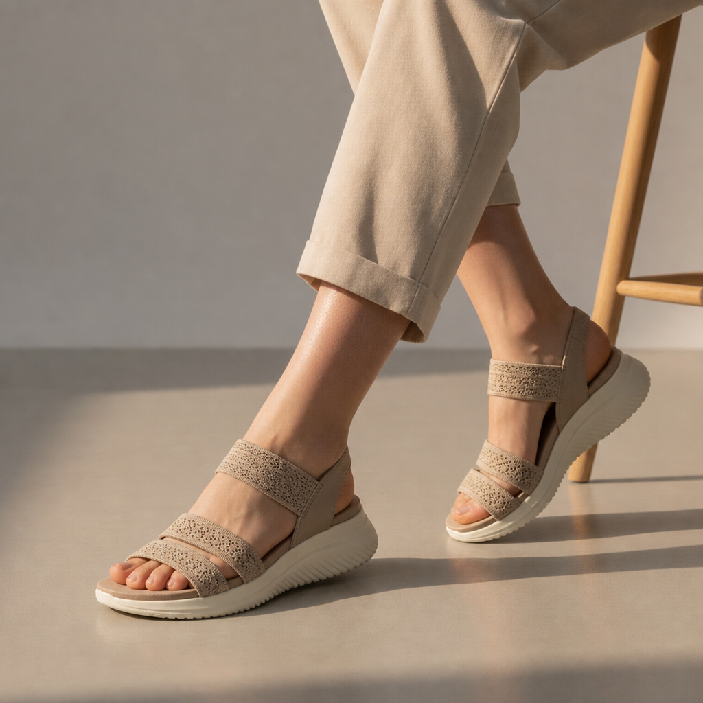 Rimini Orthopedic Knit Sandals in Khaki