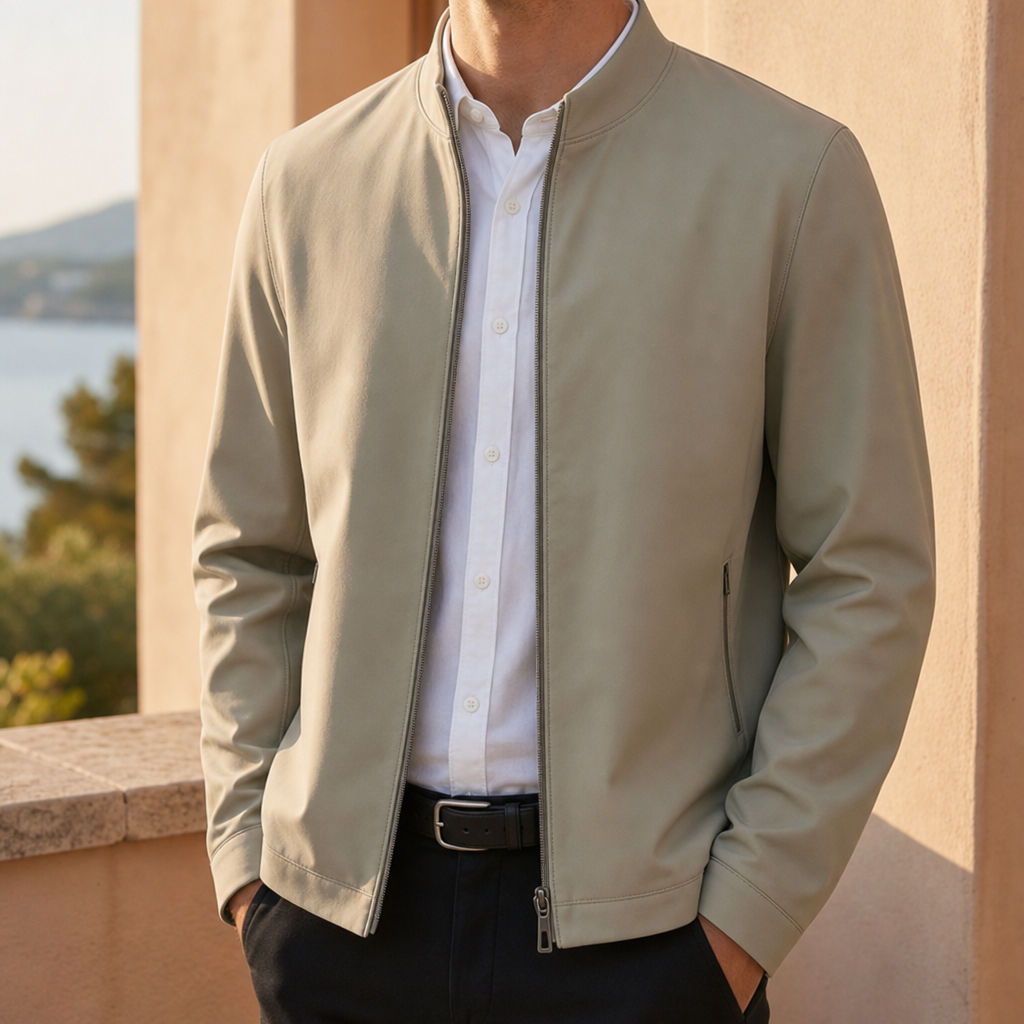 Tivoli Stand Collar Zip Jacket in Khaki