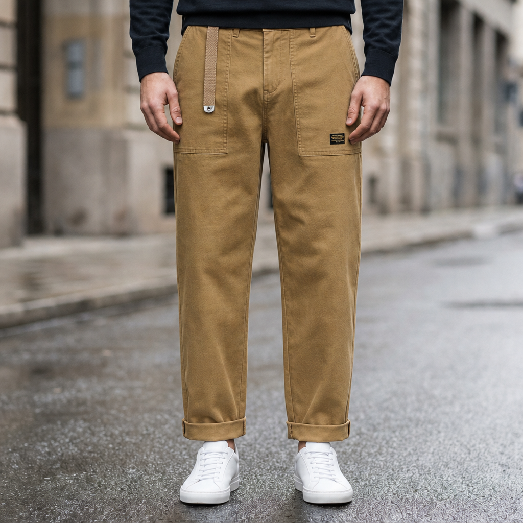 Birgu Relaxed Utility Cargo Pants in Khaki