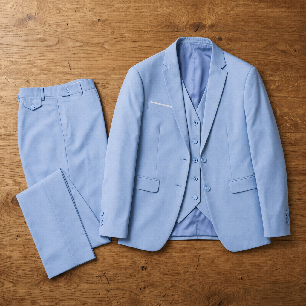 Como 3-Piece Business Suit in Light Blue