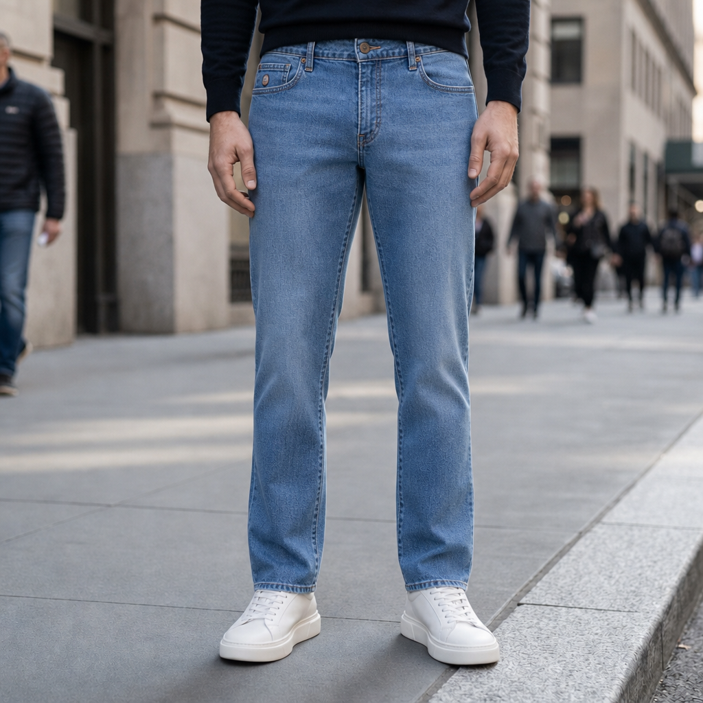 Santorini Straight Leg Denim Jeans in Light Blue