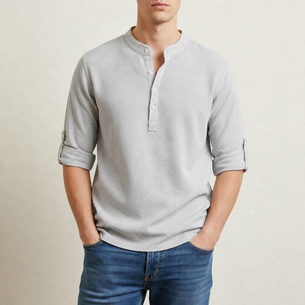 Milan Henley Shirt in Light Gray