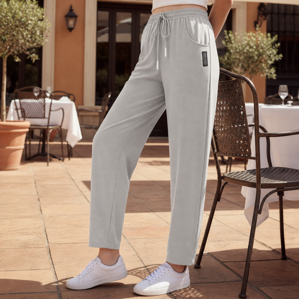 Serifos Tapered Drawstring Sweatpants in Light Gray
