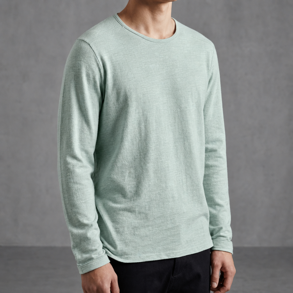 Comino Vintage Fit Long Sleeve Tee in Light Green