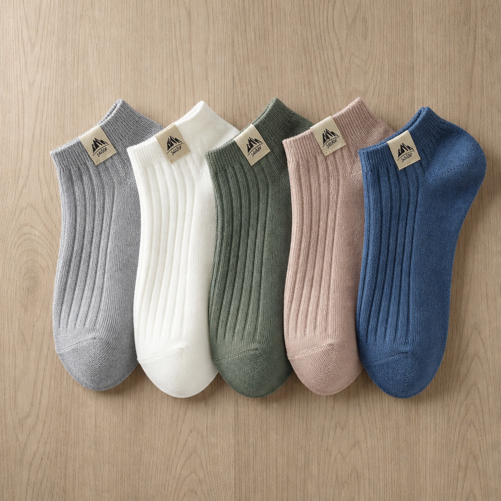 Split Ribbed Ankle Sock Set in Light Mix (5-Pack)