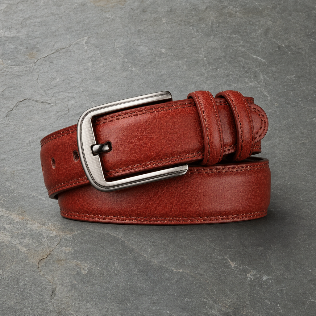 Ravello Classic Cowhide Leather Belt in Maroon