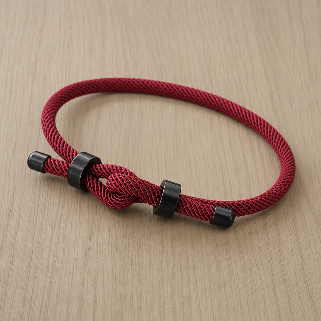 Mestino Adjustable Knot Rope Bracelet in Maroon