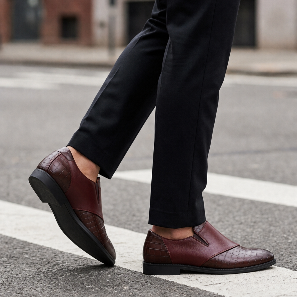 Patmos Two-Tone Leather Loafers in Maroon
