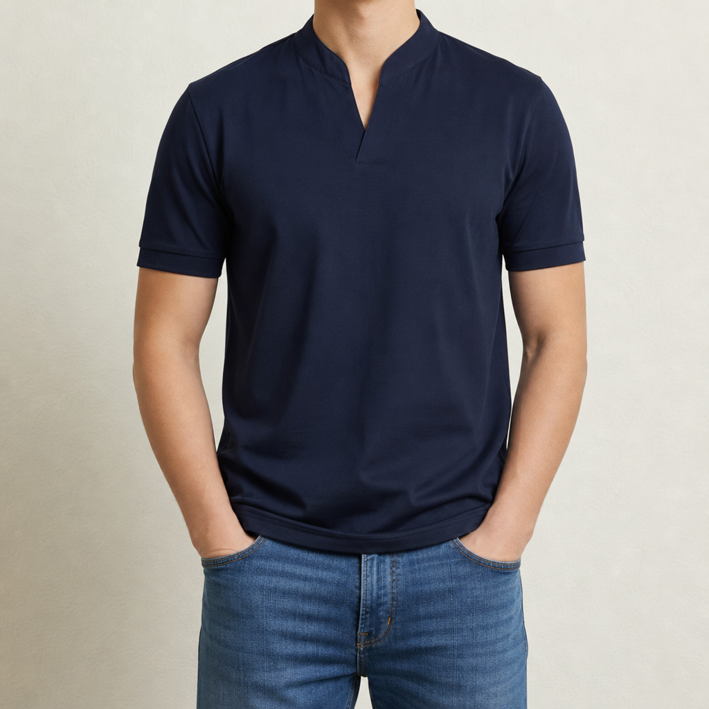 Carcassonne Slim Fit V-Neck Tee in ✨Navy Blue