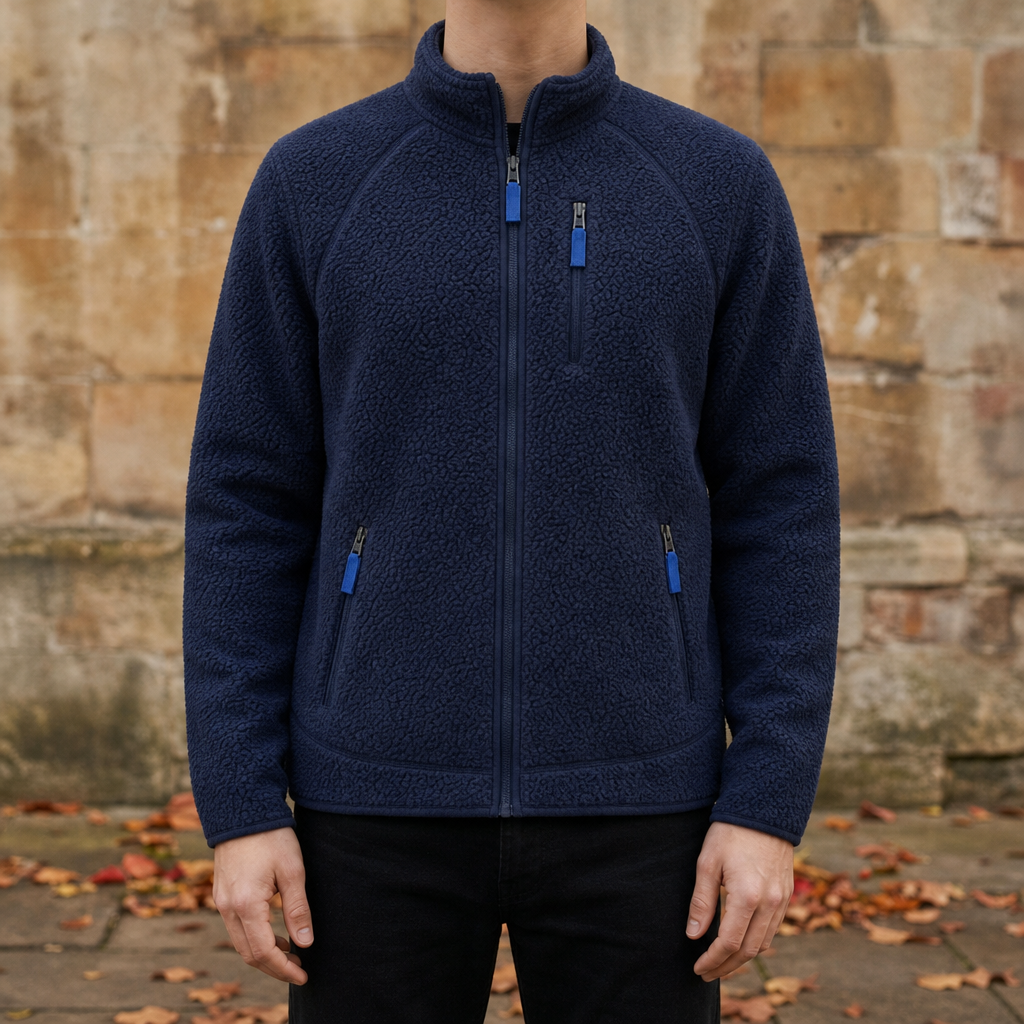 Segovia High-Pile Fleece Jacket in Navy Blue