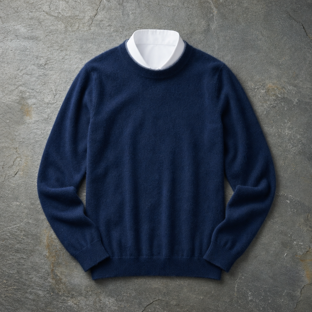 Milos Cashmere Crewneck Sweater in Navy Blue