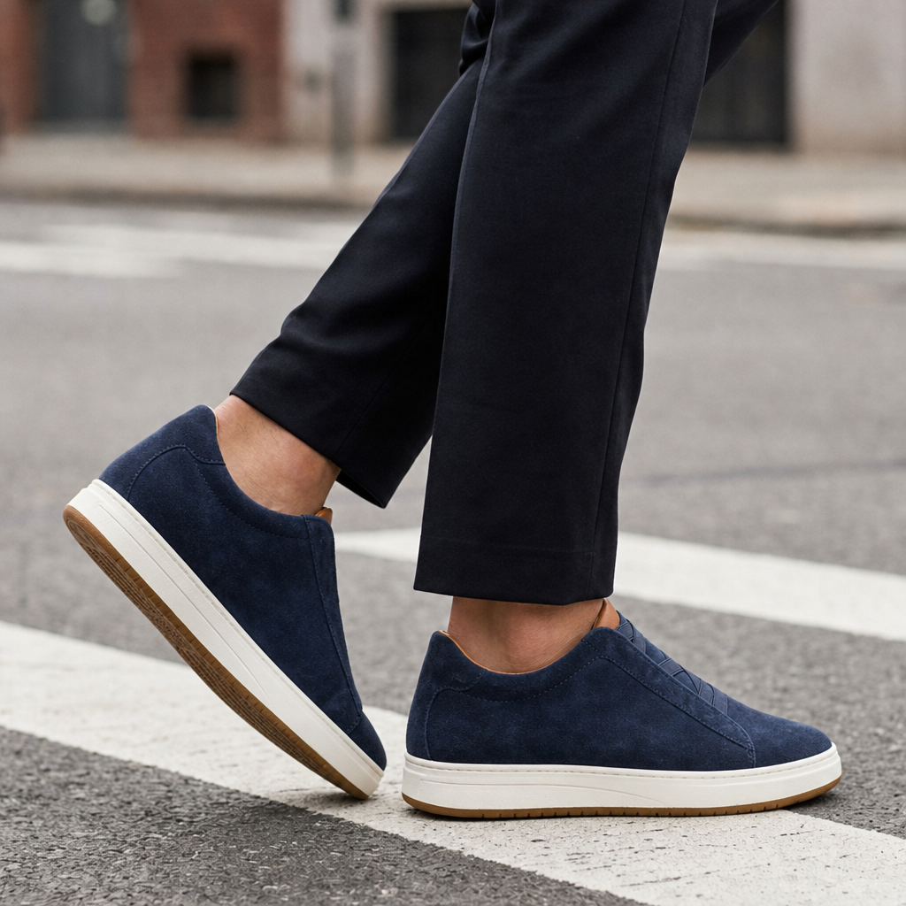 Segovia Suede Slip-On Sneakers in Navy
