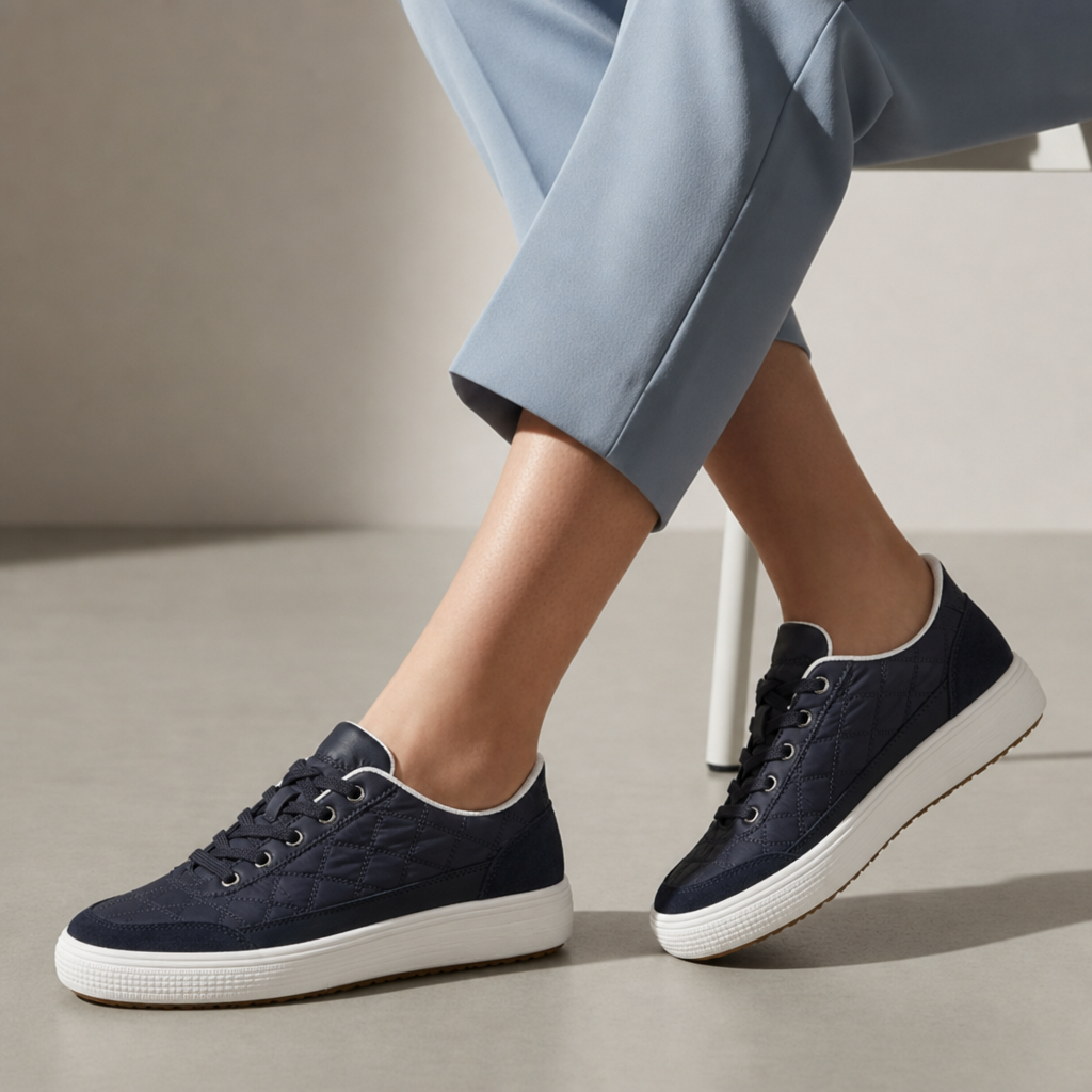 Uzes Quilted Orthopedic Sneakers in Navy