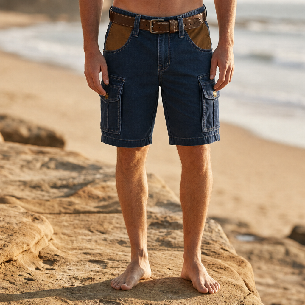 Bellagio Two-Tone Cargo Shorts in Navy