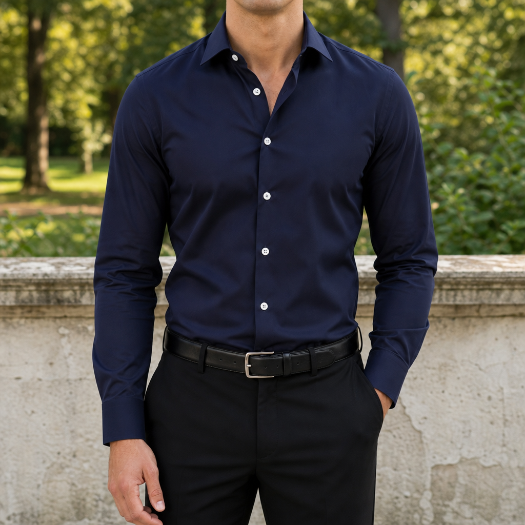 Ravello Slim Fit Dress Shirt in Navy