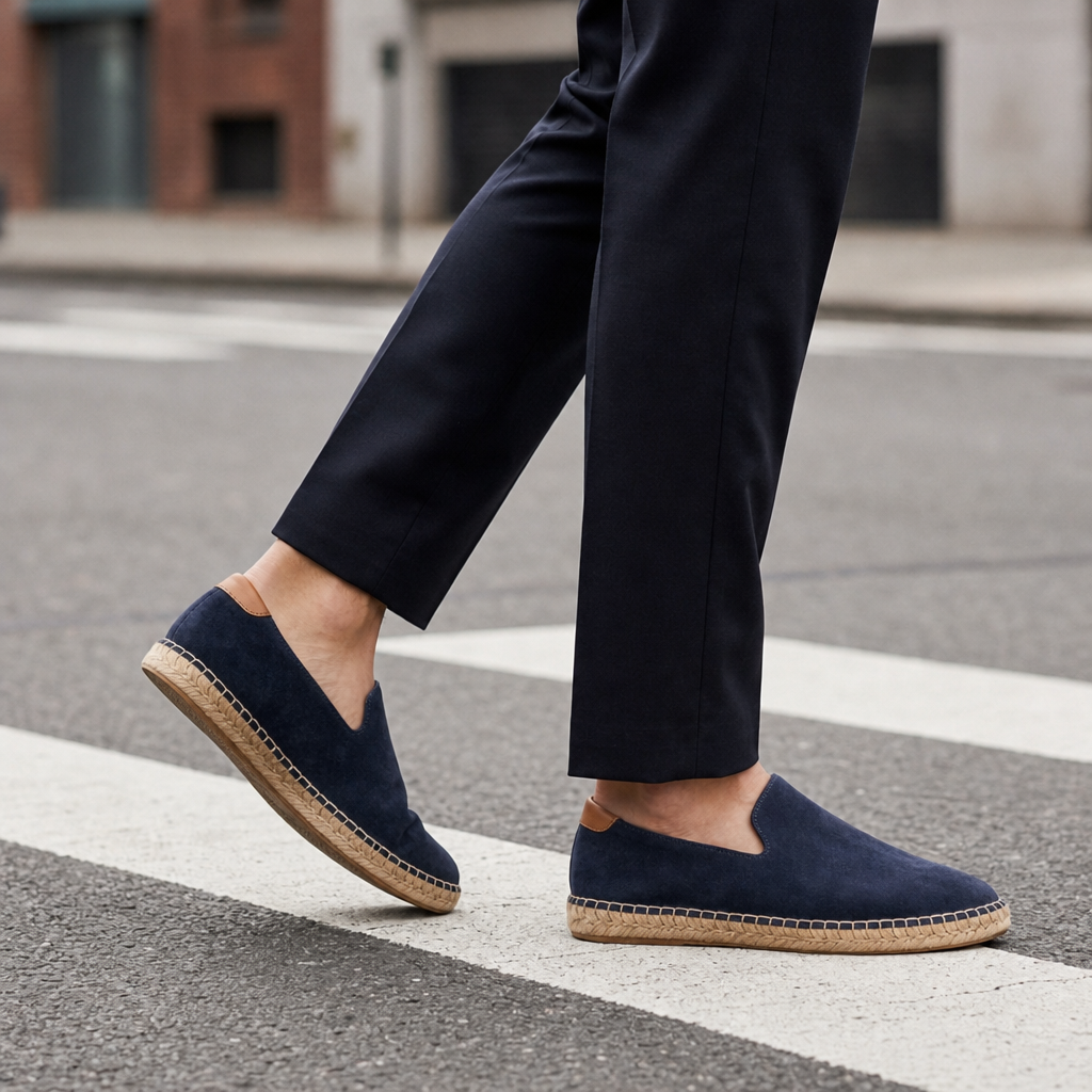 Mdina Suede Espadrille Slip-Ons in Navy