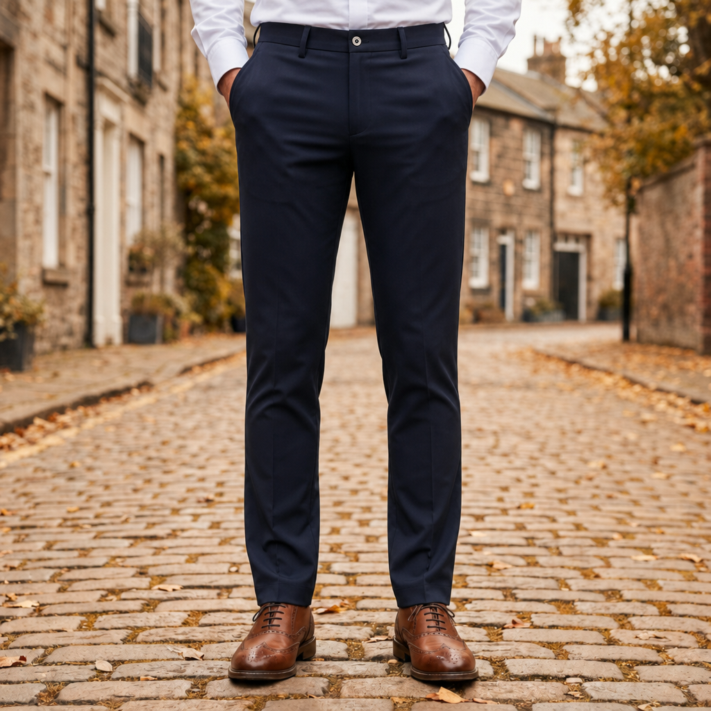 Anzio Slim Stretch Dress Pants in Navy