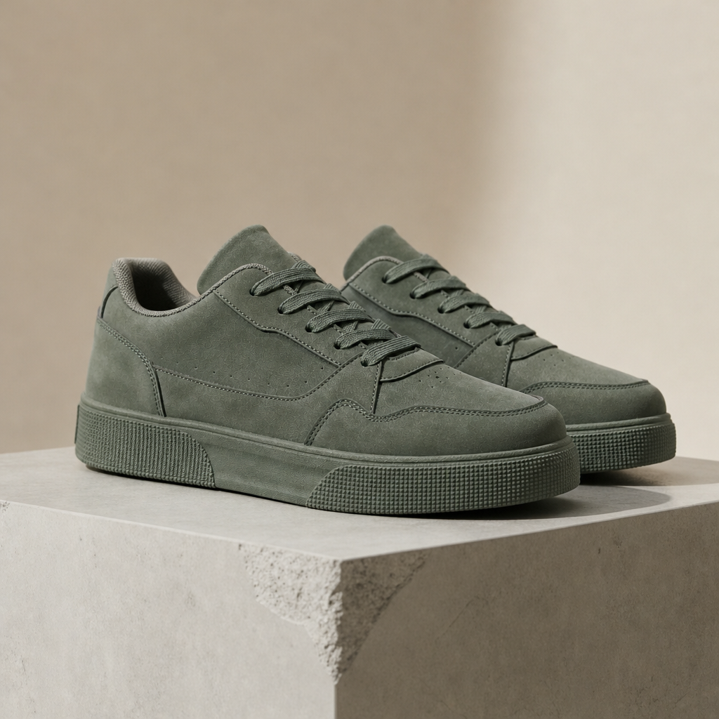 Capri Suede Low-Top Sneakers in Olive