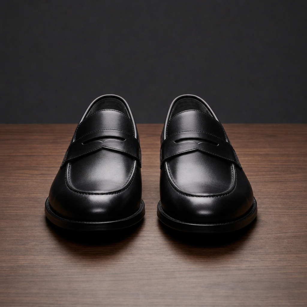 Segovia Polished Leather Loafers in Onyx