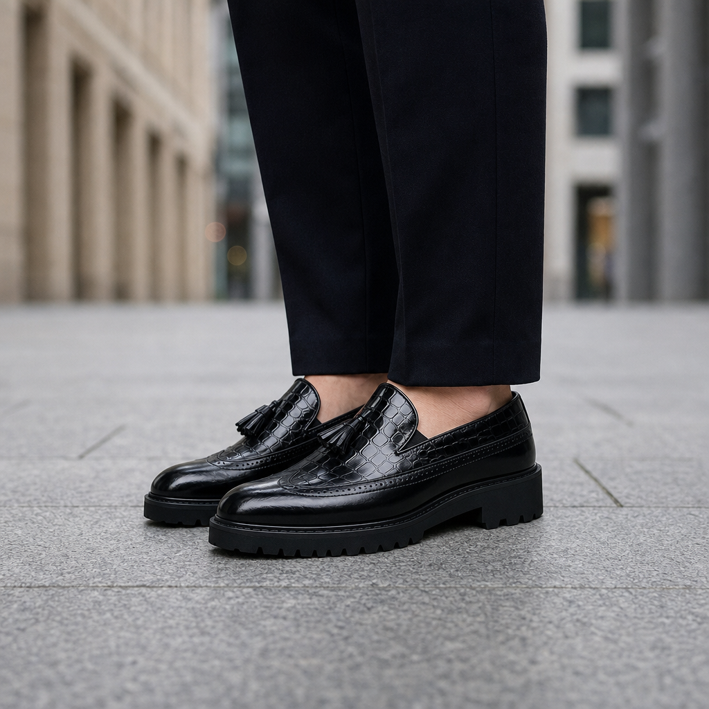 Cadiz Two-Tone Platform Loafers in Phantom Croc