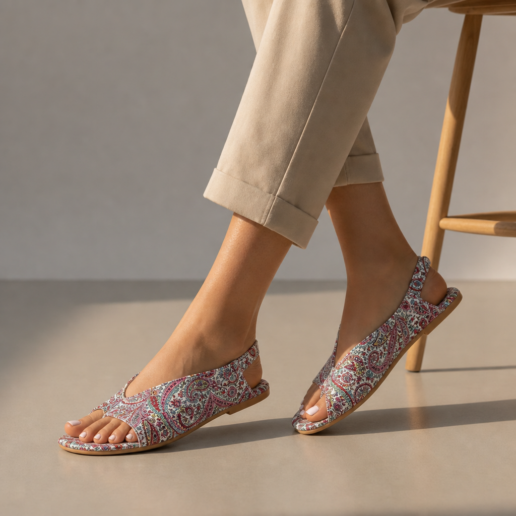 Marbella Paisley Jewel-Toe Sandals in Pink Paisley