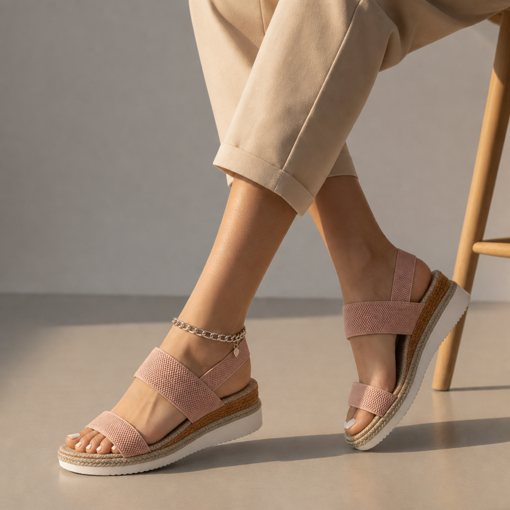Avignon Chain Strap Platform Sandals in Pink