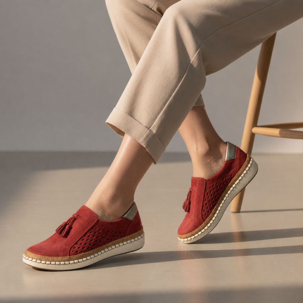 Ronda Orthopedic Slip-On Sneakers in Red