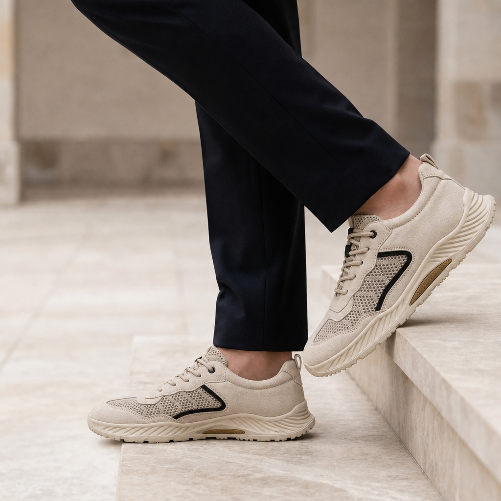 Bandol Suede Mesh Sneakers in Sand