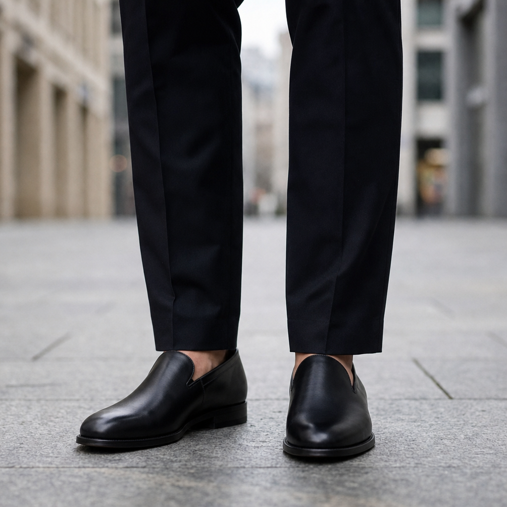 Portofino Red Sole Leather Loafers in Signature Black