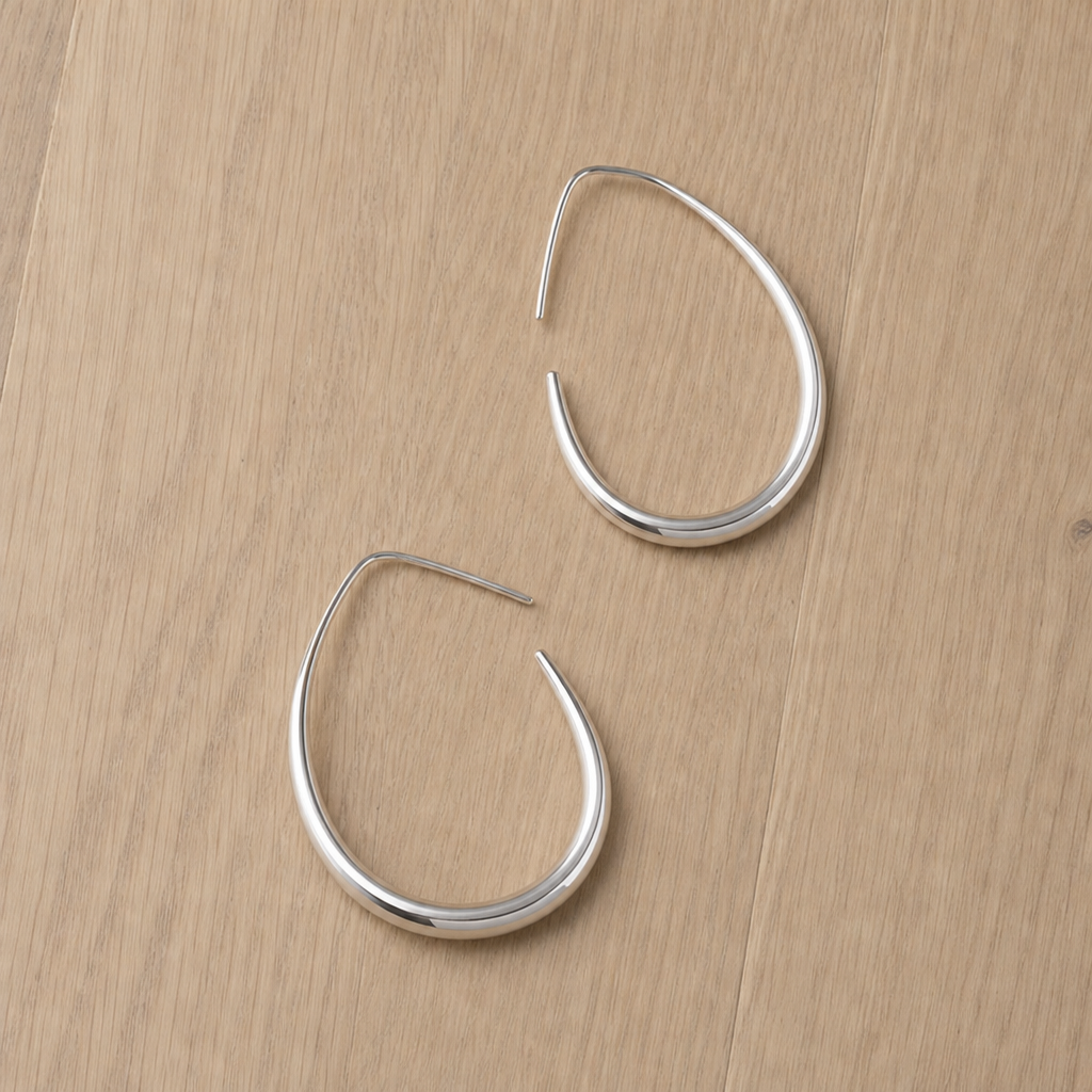 Seville Gold Teardrop Hoops in Silver