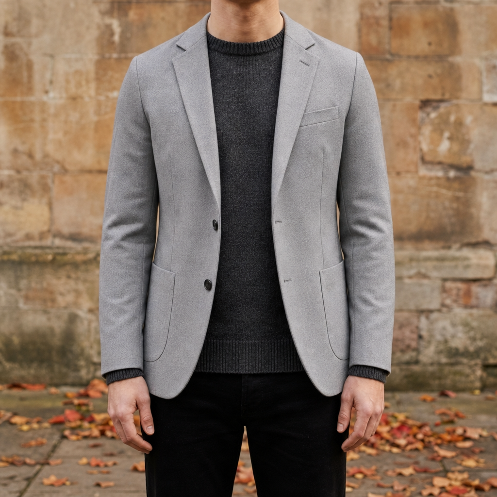 Rivello Slim Fit Knit Blazer in Silver