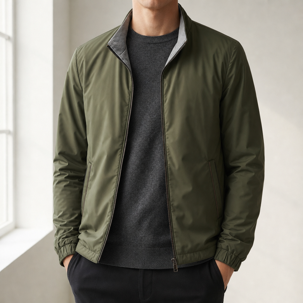 Caceres Reversible Bomber Jacket in Summit Green