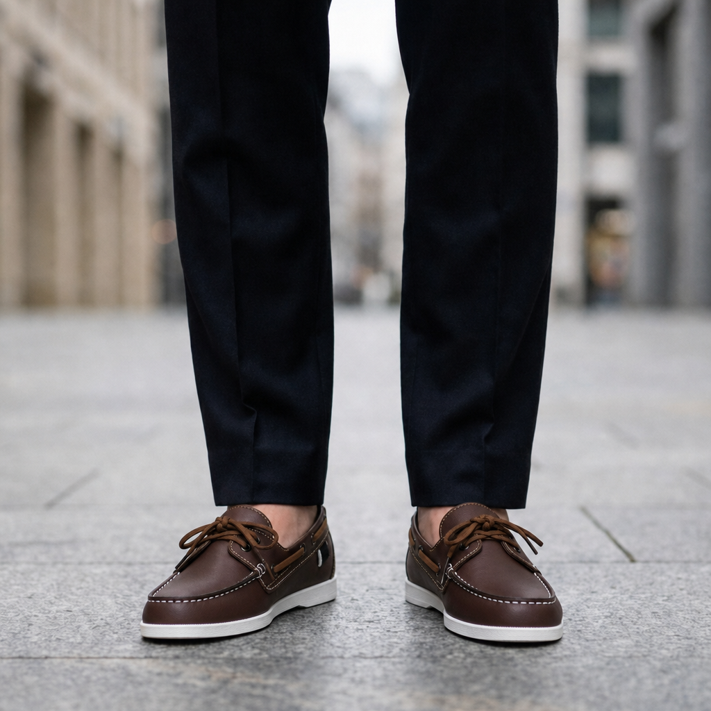 Seville Leather Lace-Up Boat Shoes in Walnut