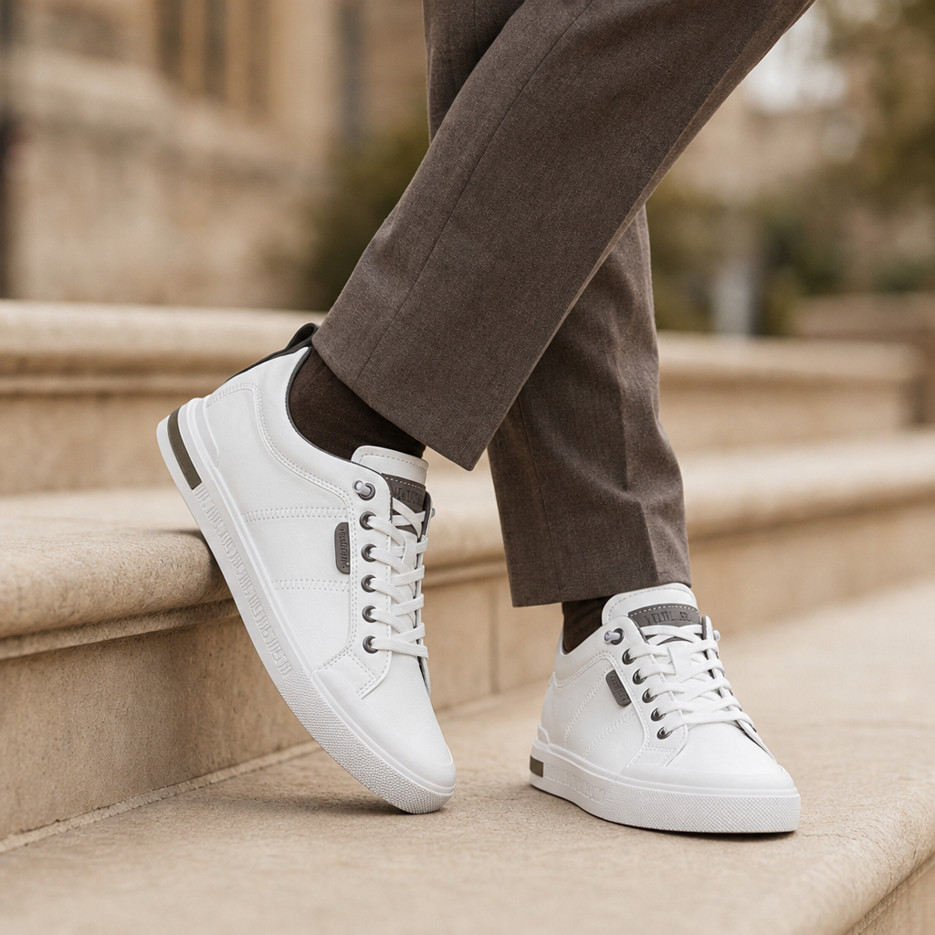 Granada Leather Low-Top Sneakers in White/gray
