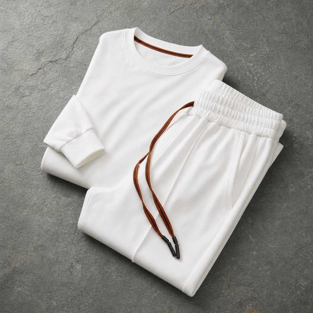Sifnos Cotton Silk Tracksuit Set in White