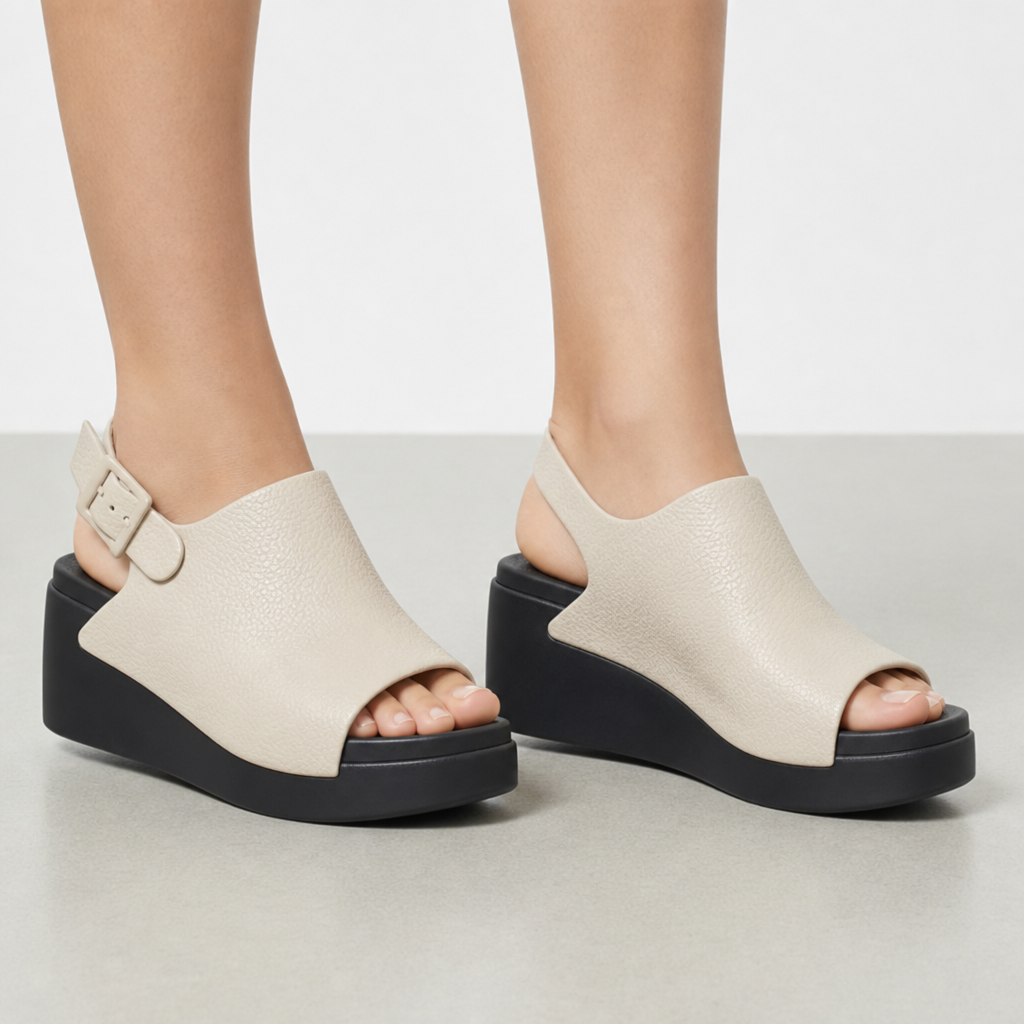 Bandol Platform Wedge Slingback Sandals in White