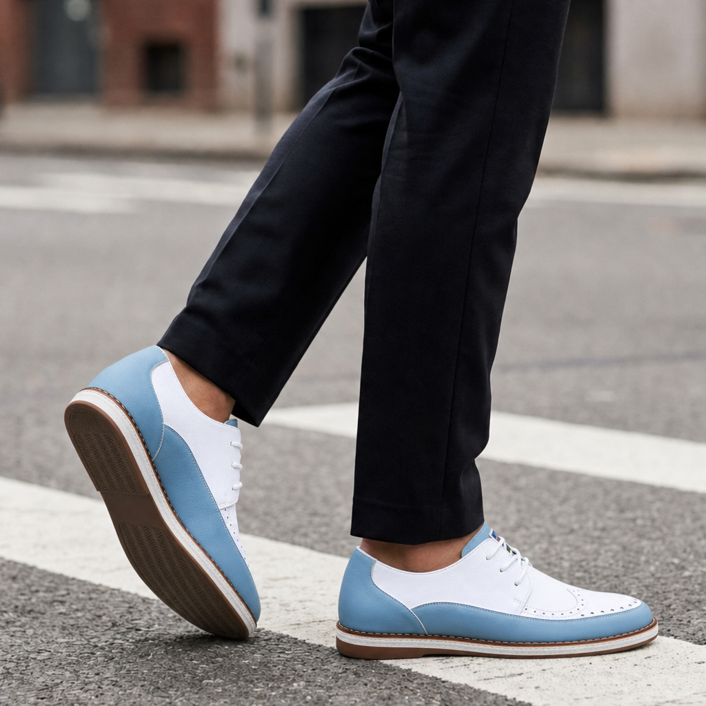 Patmos Two-Tone Brogue Oxfords in White