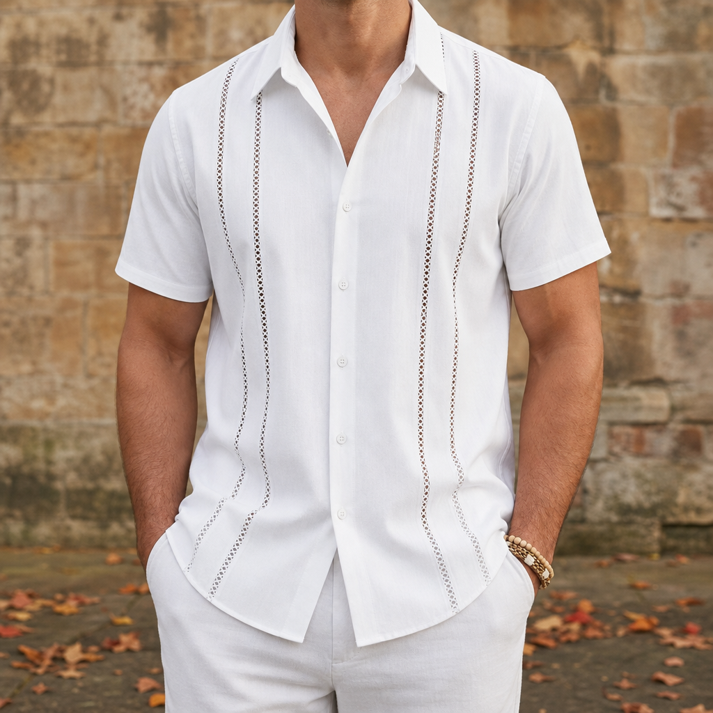 Michael Short Sleeve Cuban Shirt in White