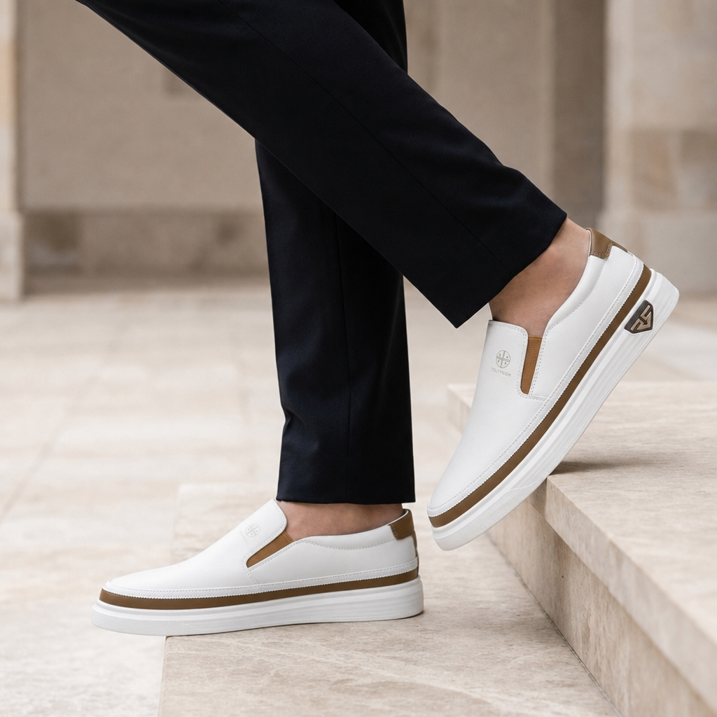 Ubeda Leather Slip-On Sneakers in White
