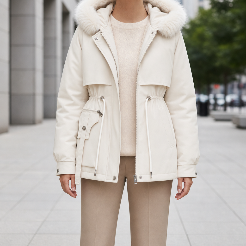Funchal Faux Fur Hooded Parka in White