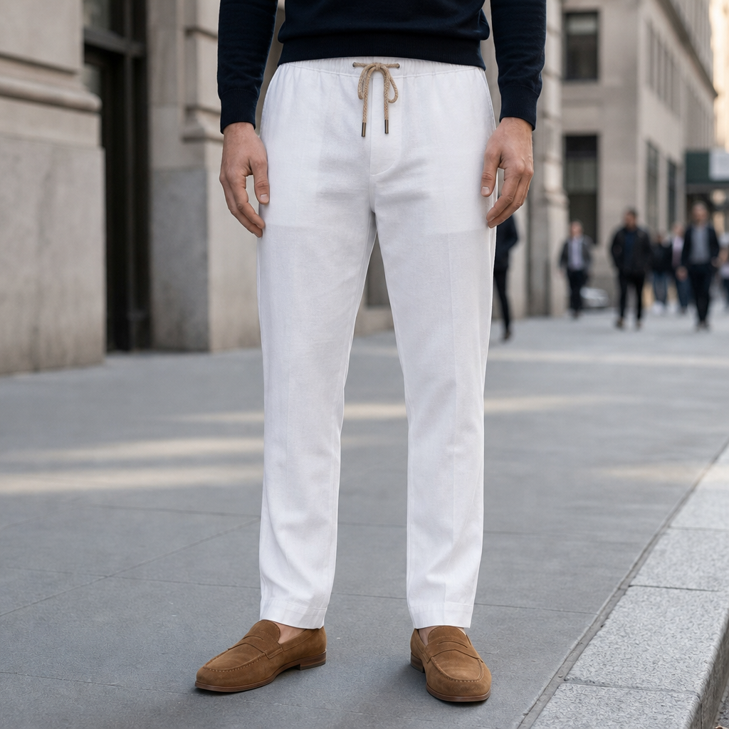 Portofino Relaxed Linen Pants in White