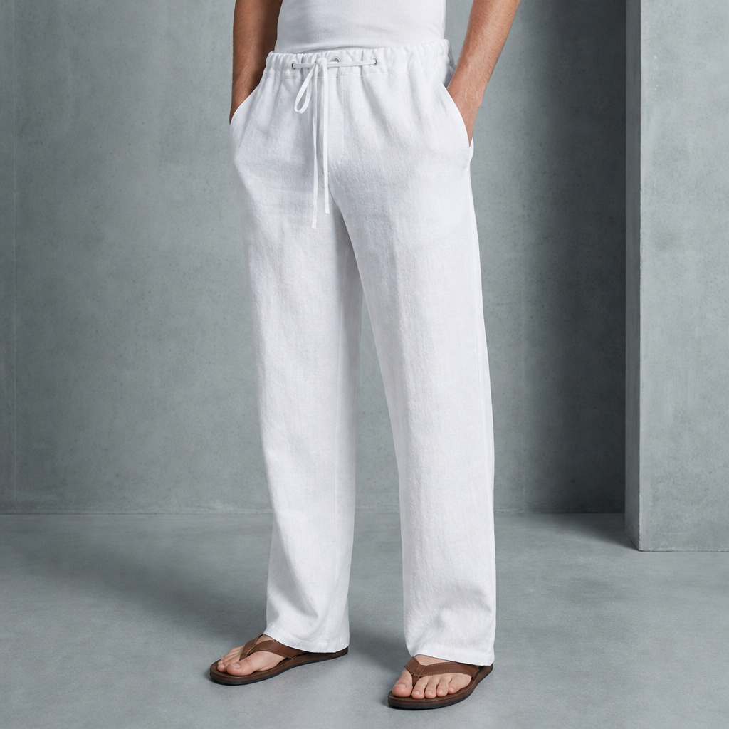 Alvanti Linen Drawstring Trousers in White