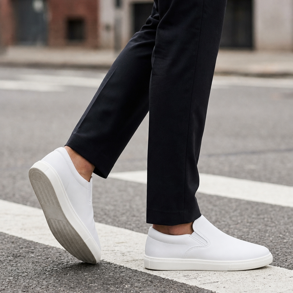 Otranto Casual Leather Slip-Ons in White