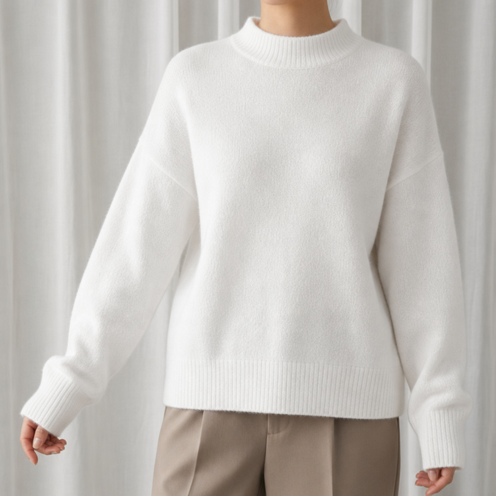 Biot Soft Mock Neck Sweater in White