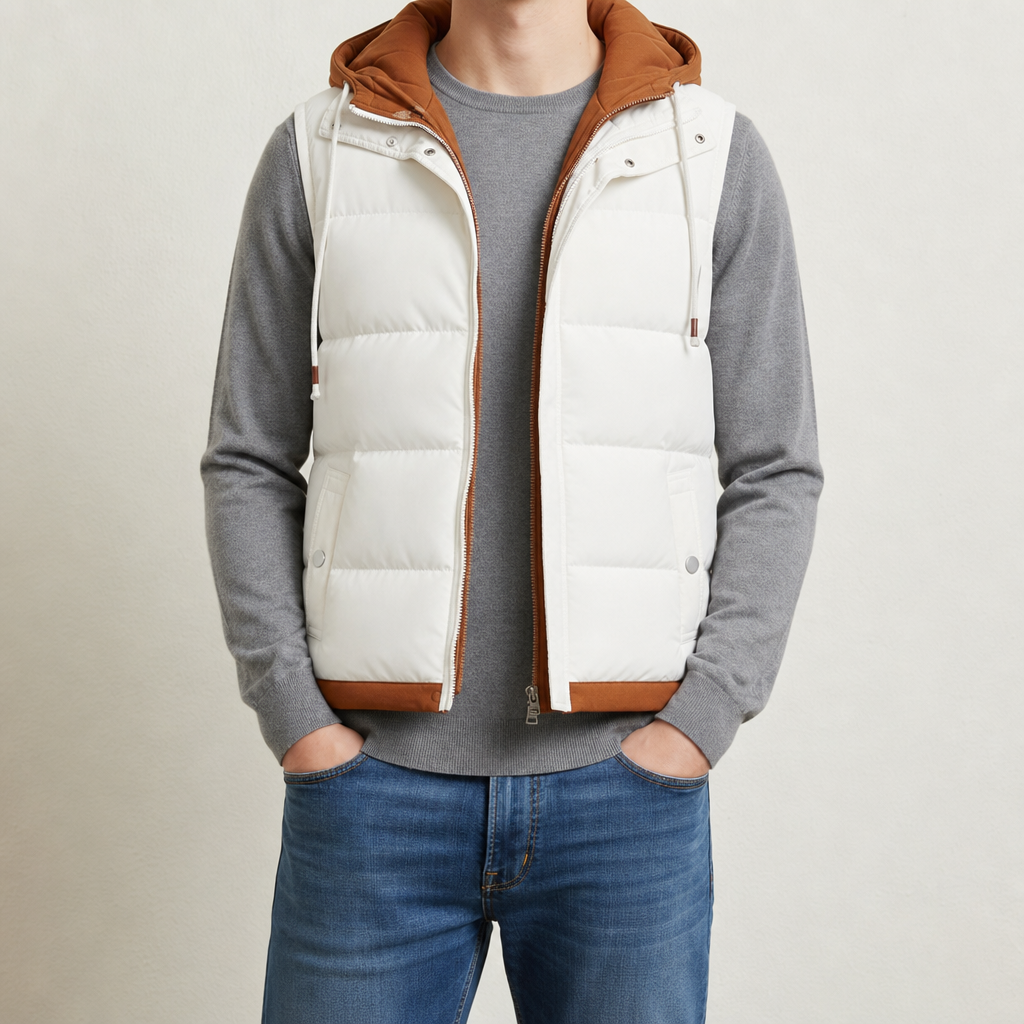 Marsaxlokk Hooded Puffer Gilet in White