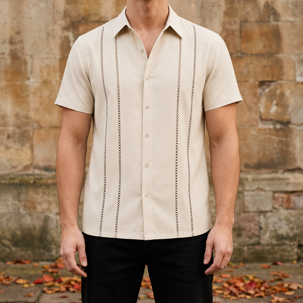 Michael Short Sleeve Cuban Shirt in Apricot