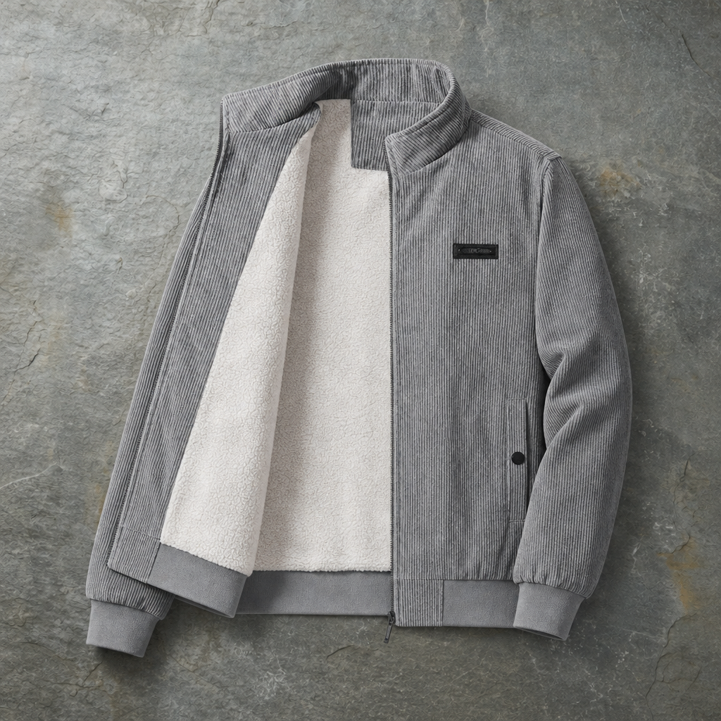 Rhodes Sherpa-Lined Corduroy Jacket in Ash Gray