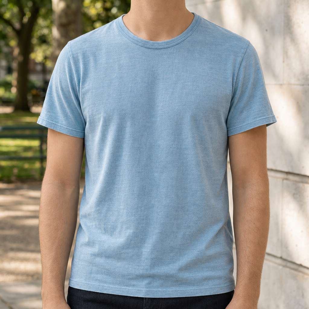 Antiparos Vintage Cotton T-Shirt in Azure