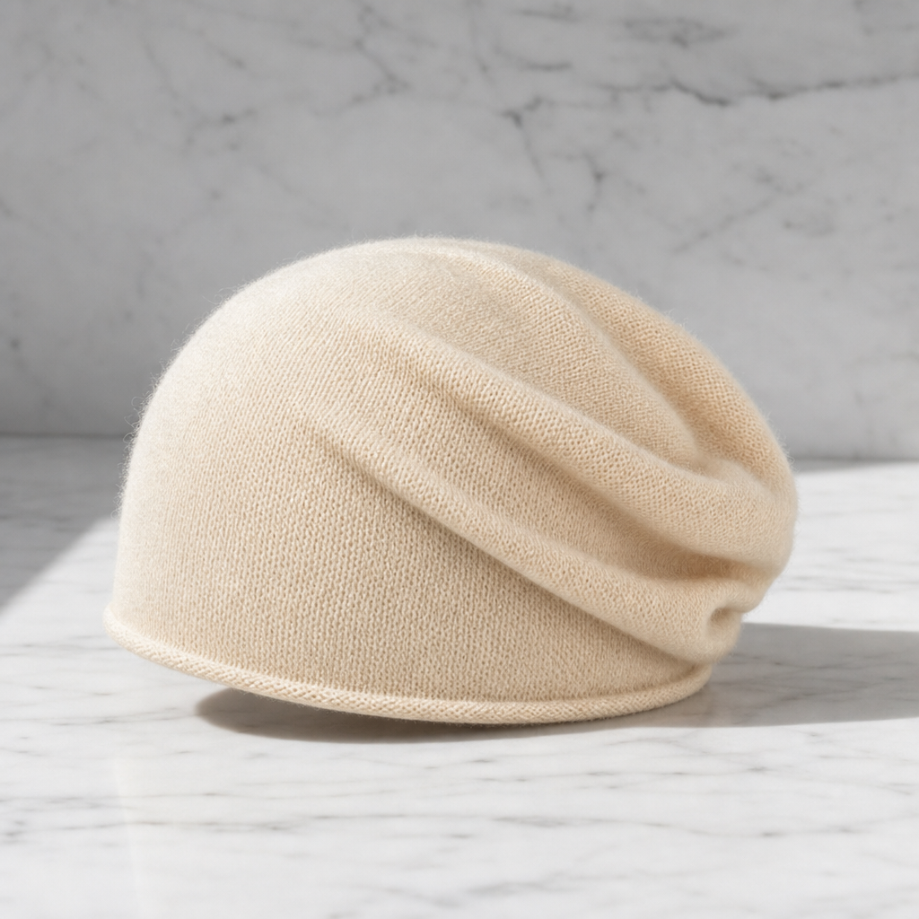 Sagres Slouchy Cashmere Beanie in Beige