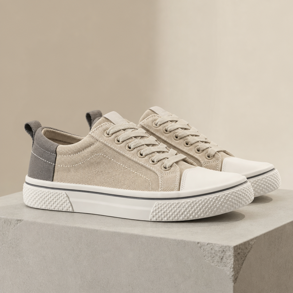 Mallorca Color Block Canvas Sneakers in Beige
